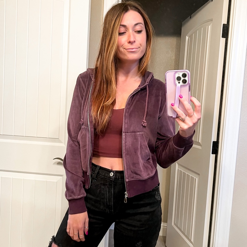 Lucky Brand velour cropped hoodie